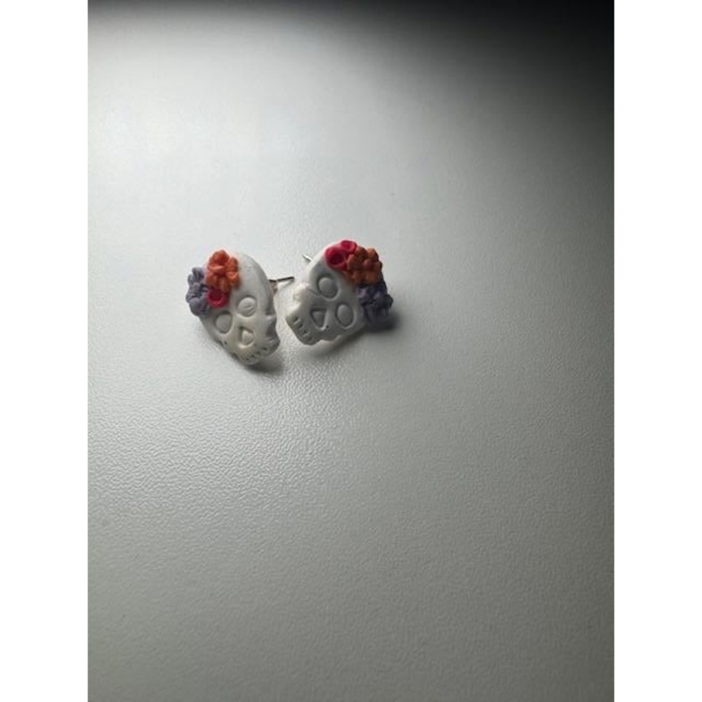 Handmade Clay‎ Skull Earrings
